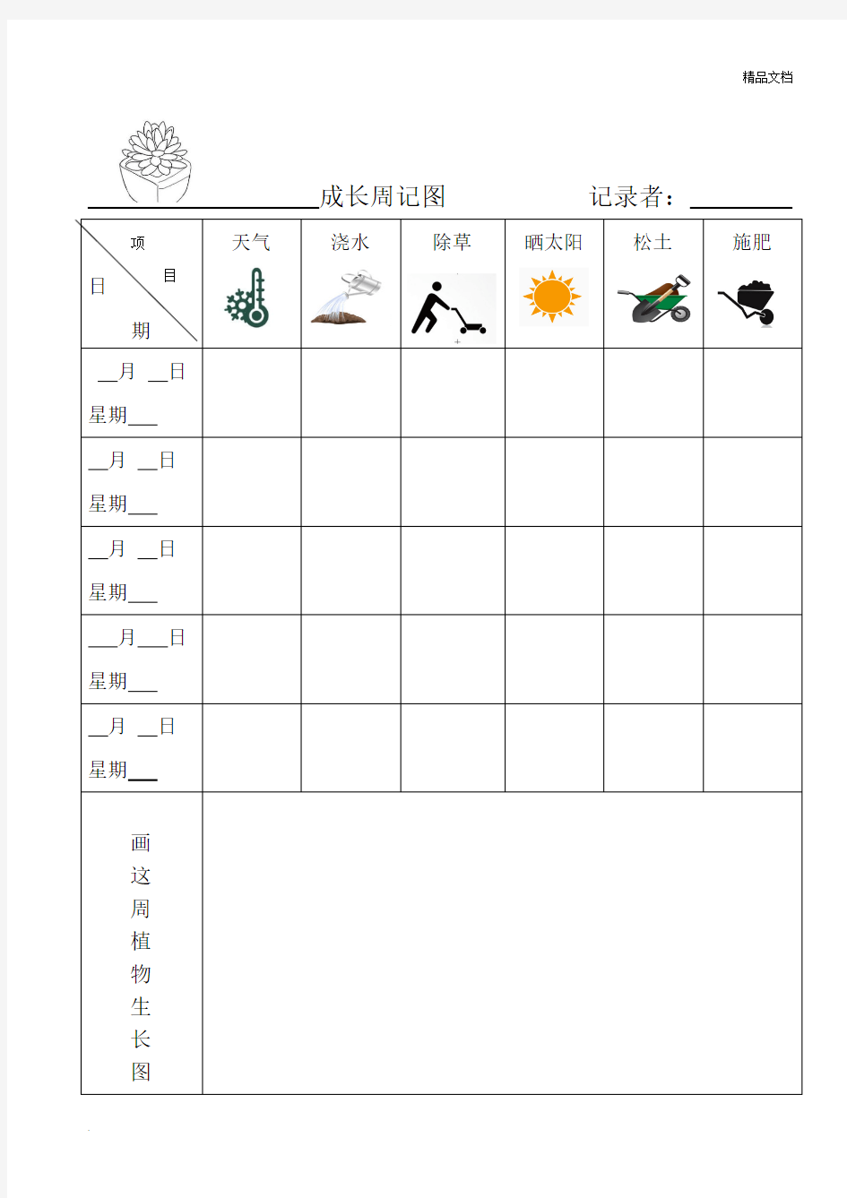 植物观察记录表1