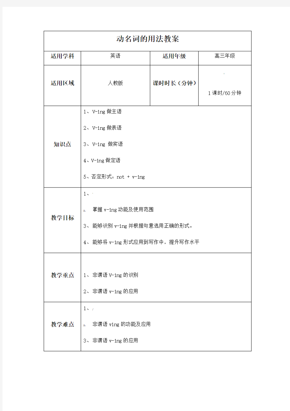 动名词的用法教案