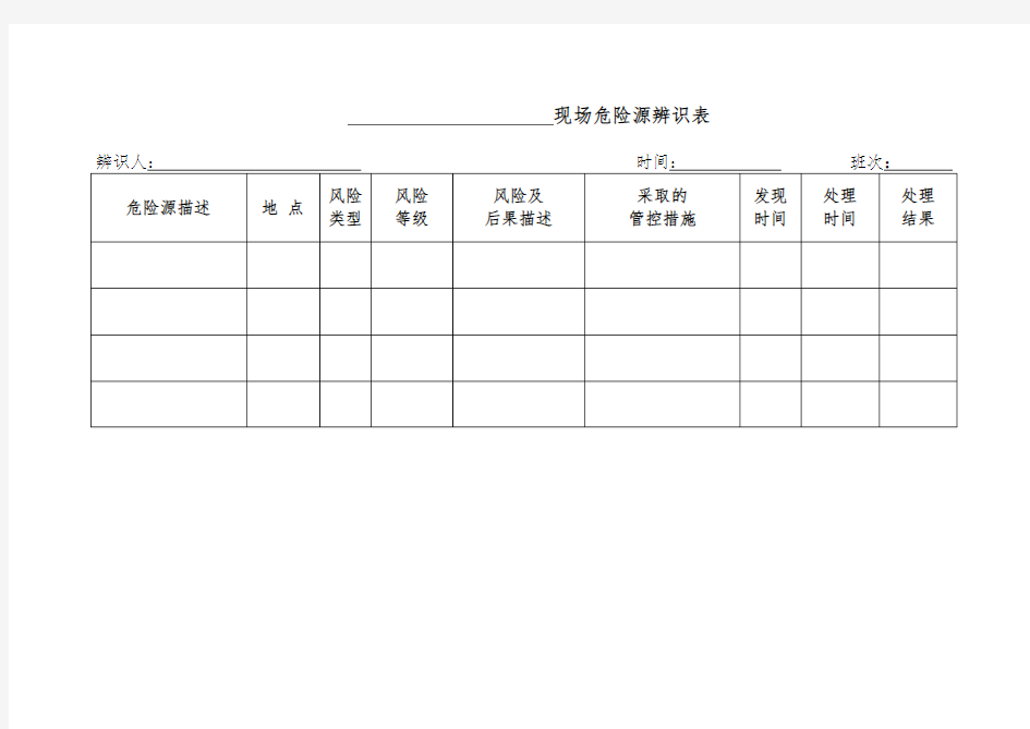 安全风险源辨识表(模版)