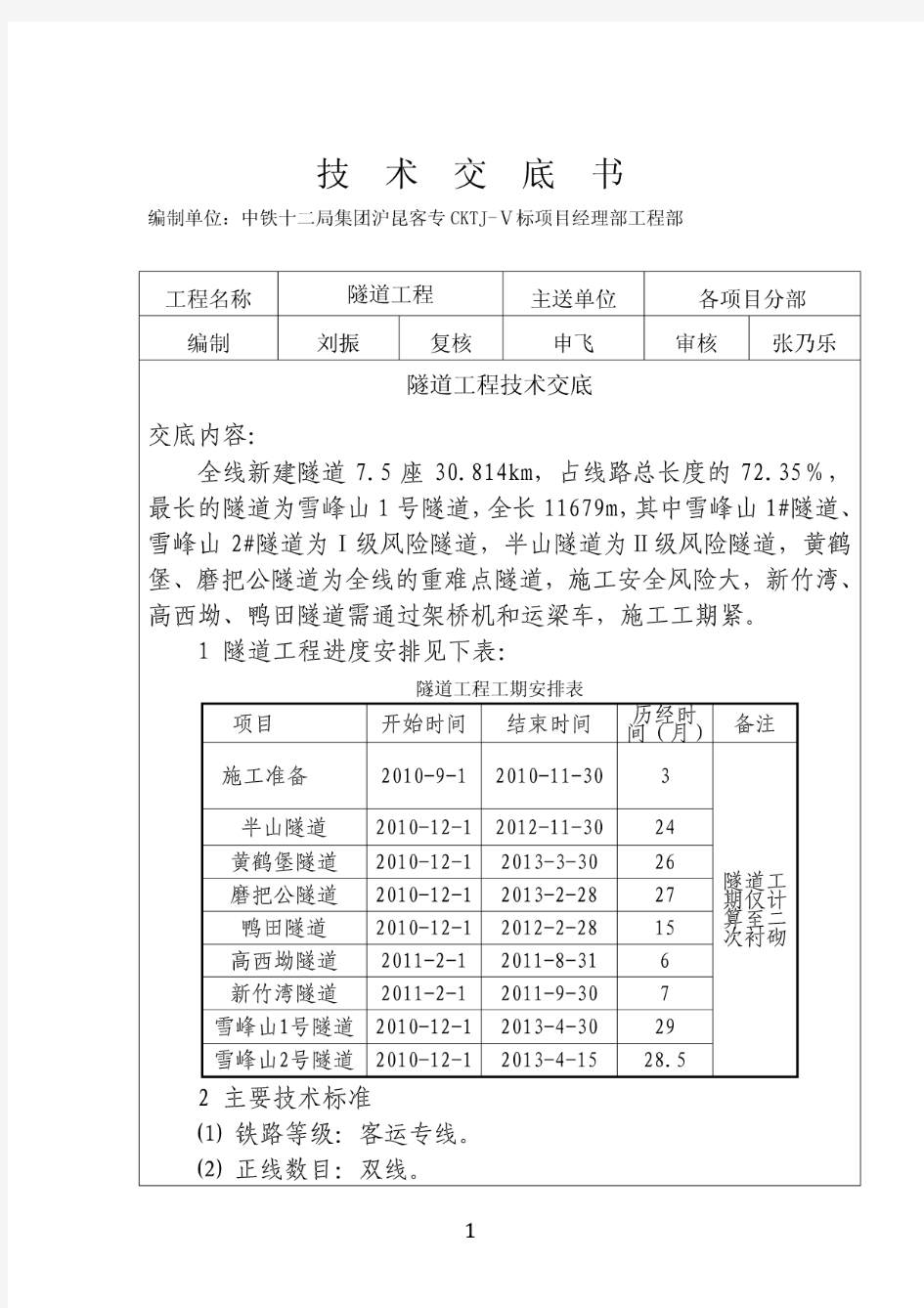 (隧道)技术交底书