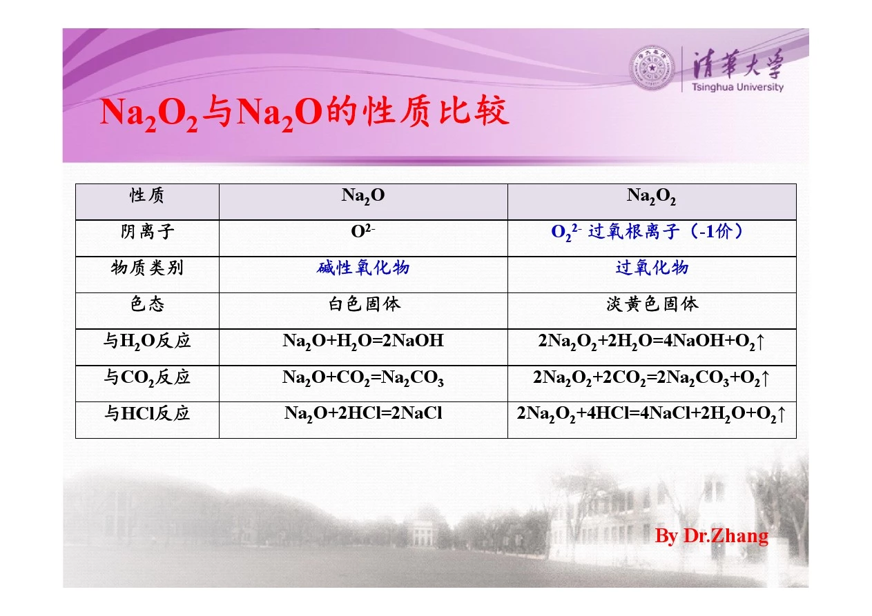 天津市耀华中学张楠老师—Na2O与Na2O2的性质比较