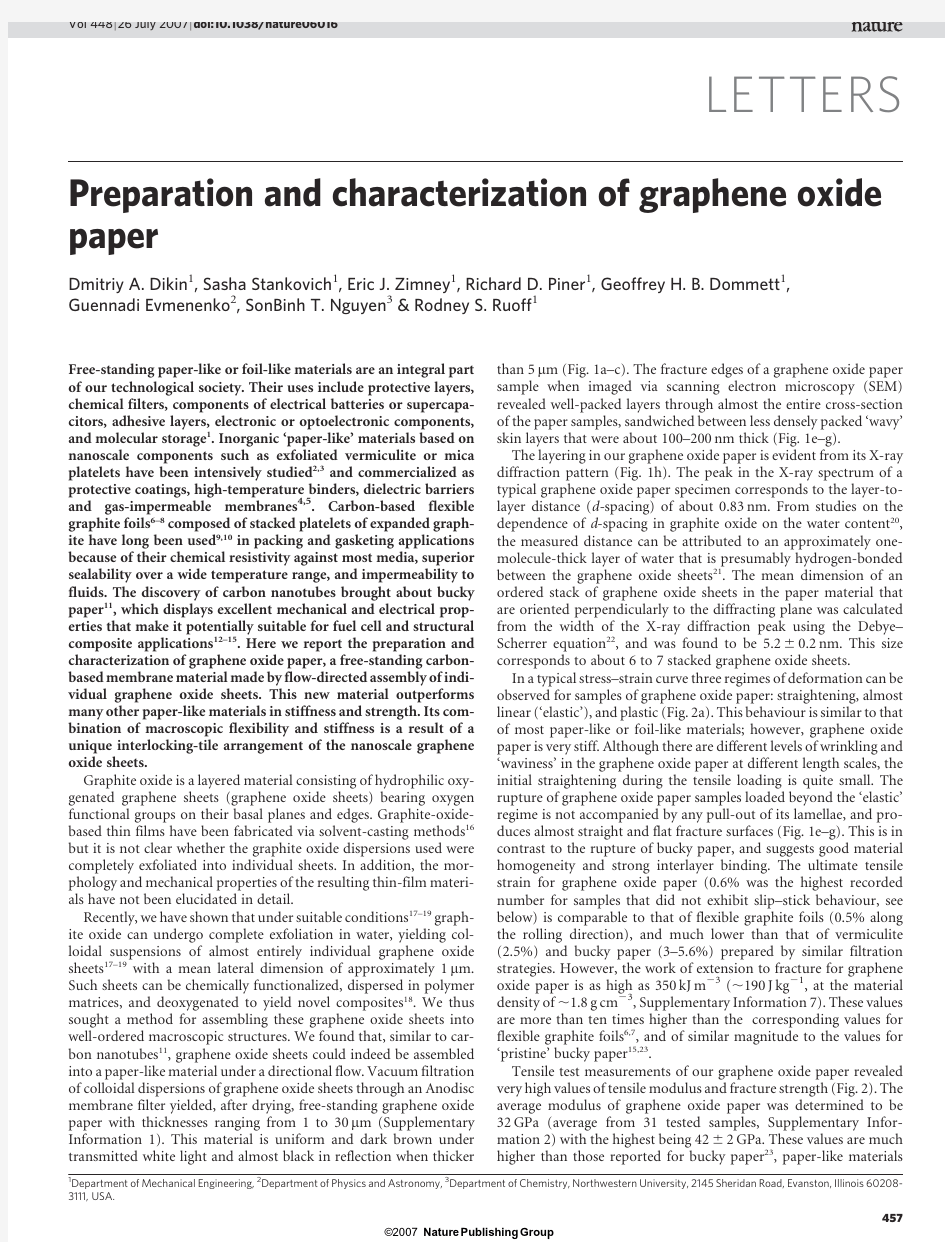 Preparation and characterization of graphene oxide