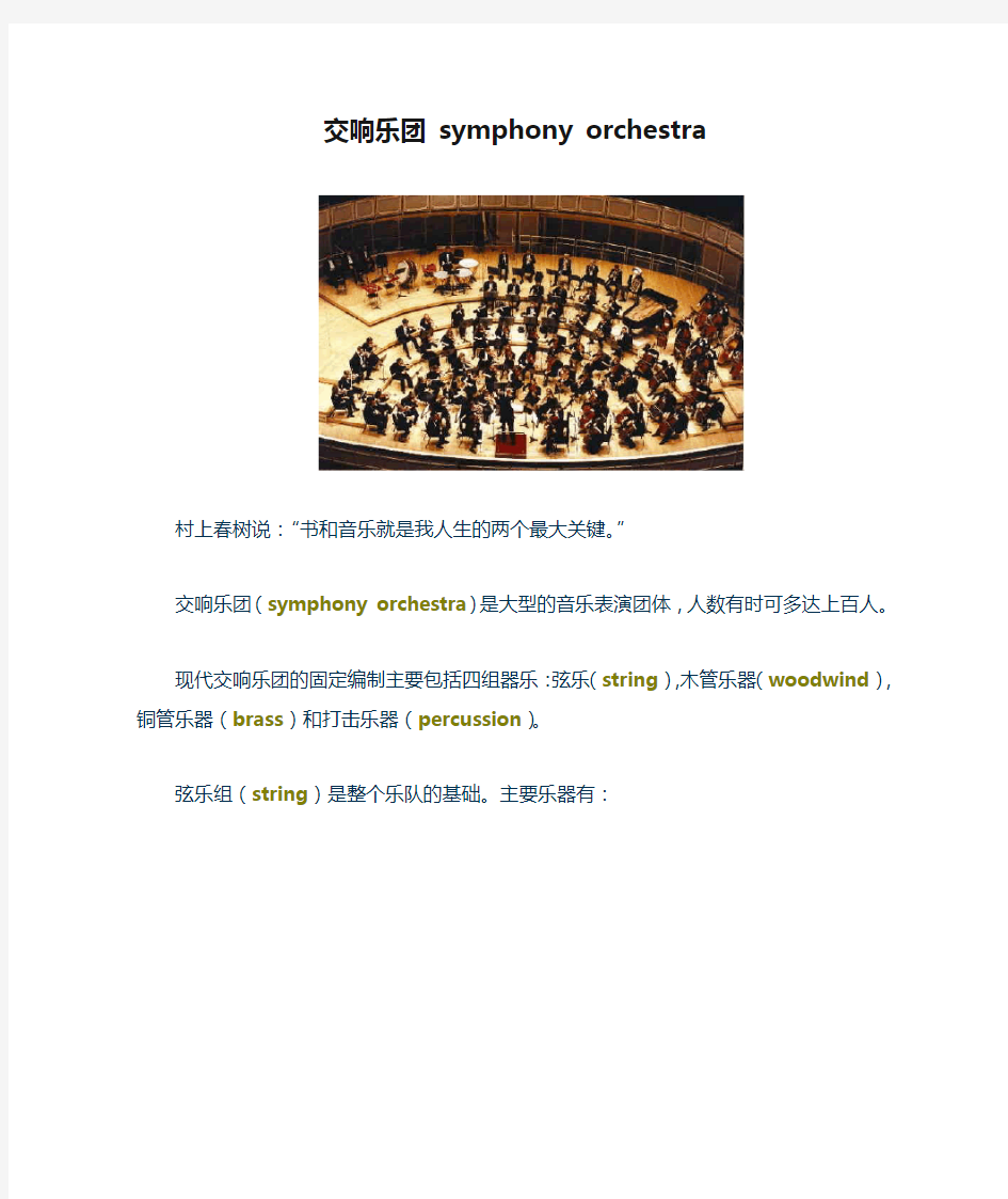 交响乐团 symphony orchestra