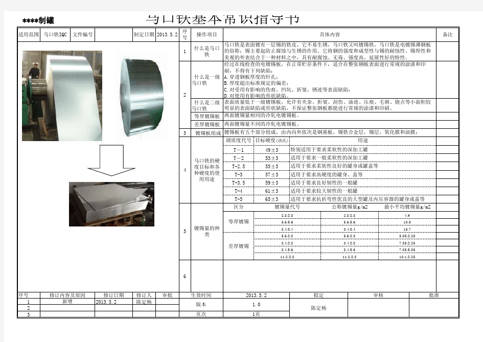 马口铁基本常识指导书