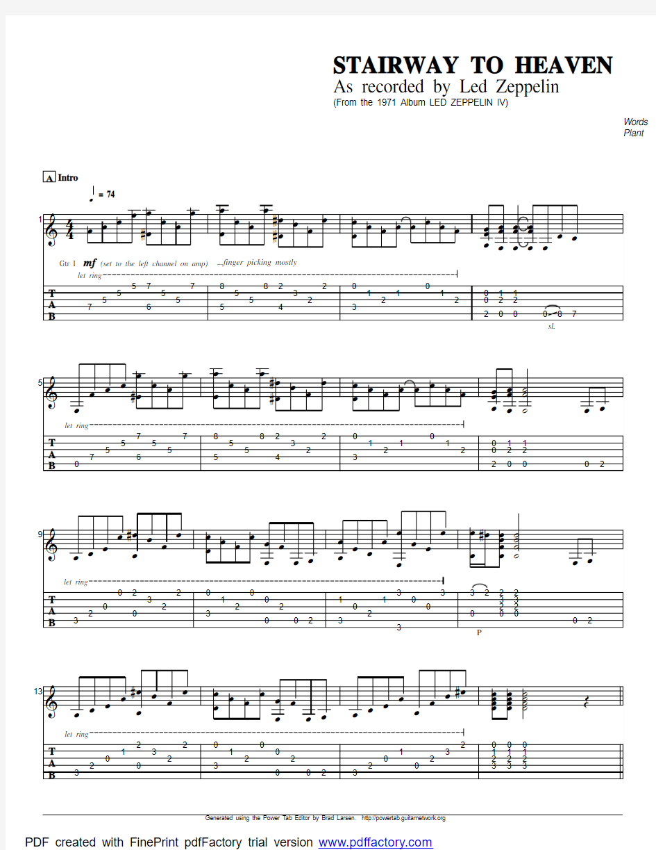 led_zeppelin-stairway_to_heaven完整版吉他谱