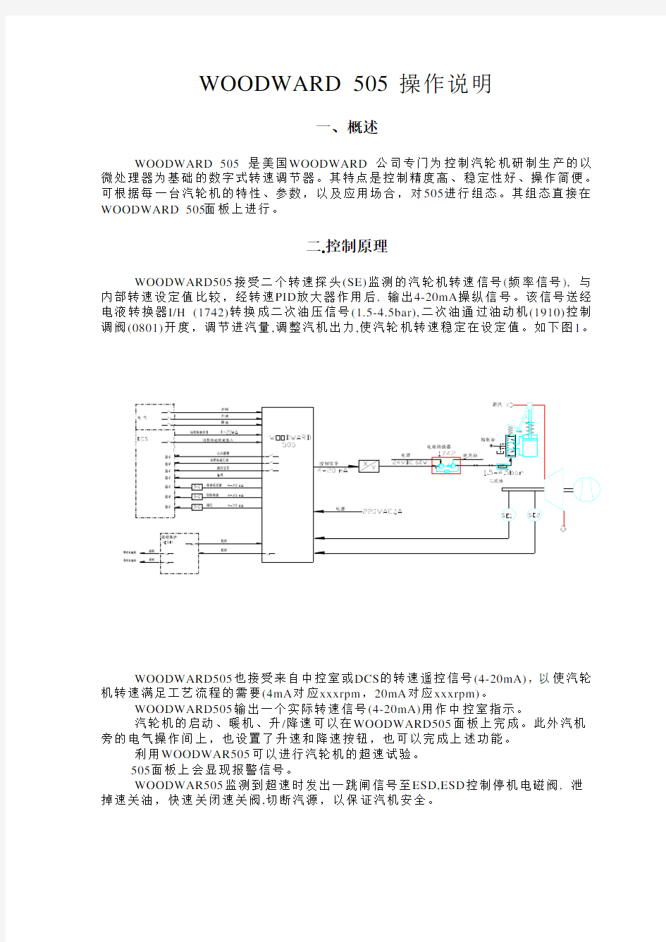 WOODWARD_505_操作说明