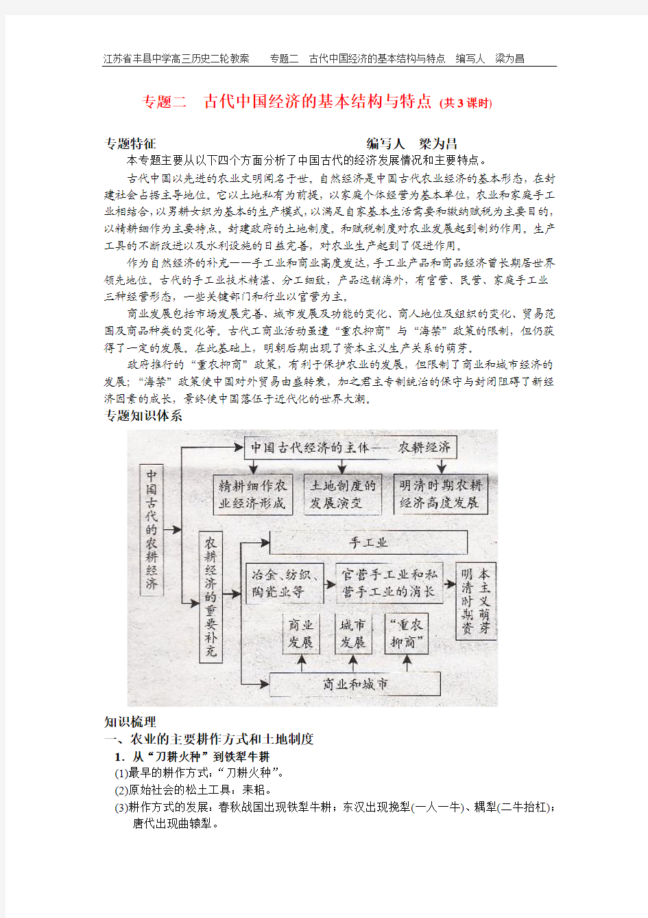 古代中国经济的基本结构与特点(专题复习)