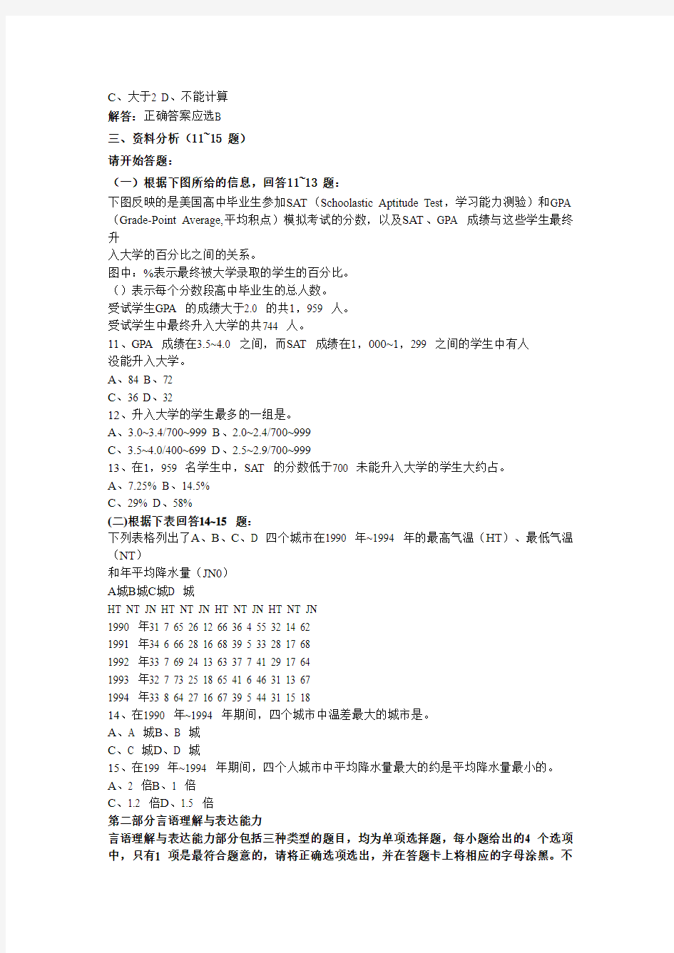 上海市2014_年度事业单位公开招聘考试真题及答案