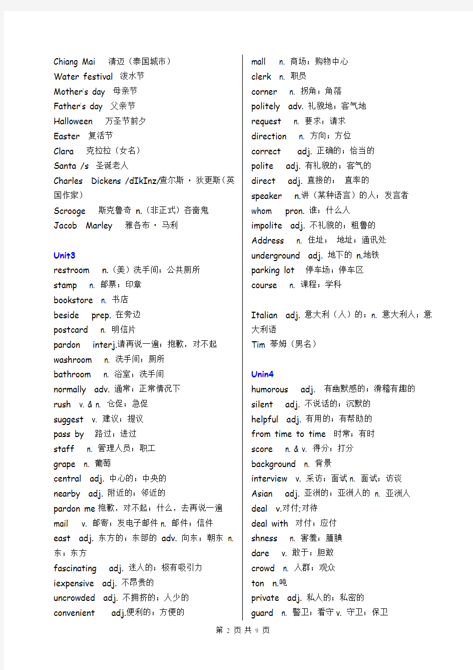 (完整)人教版九年级英语单词表