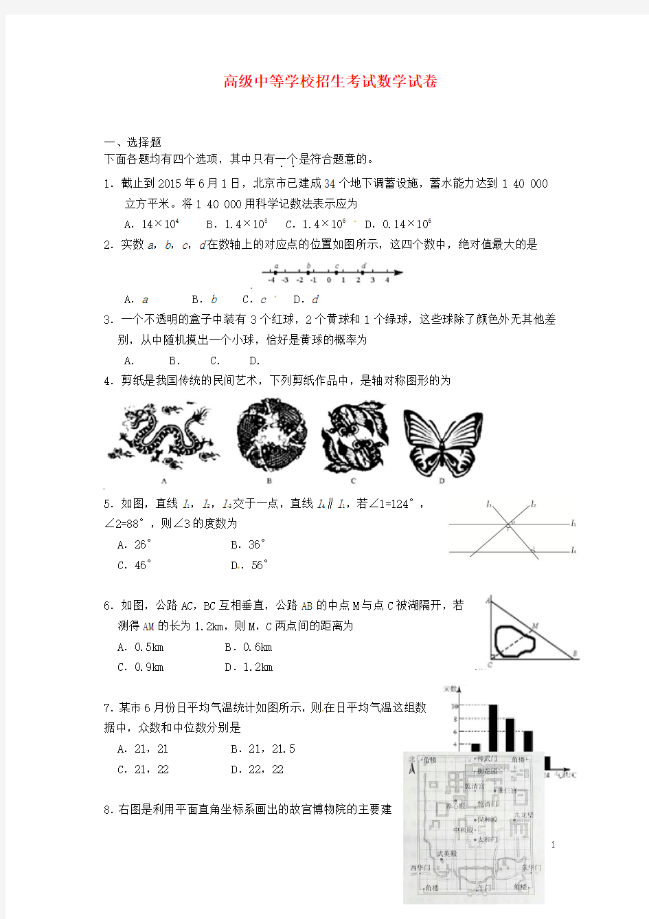 中考数学真题试题(含扫描解析答案)