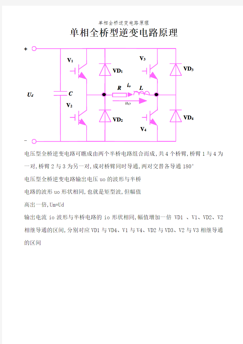 单相全桥逆变电路原理