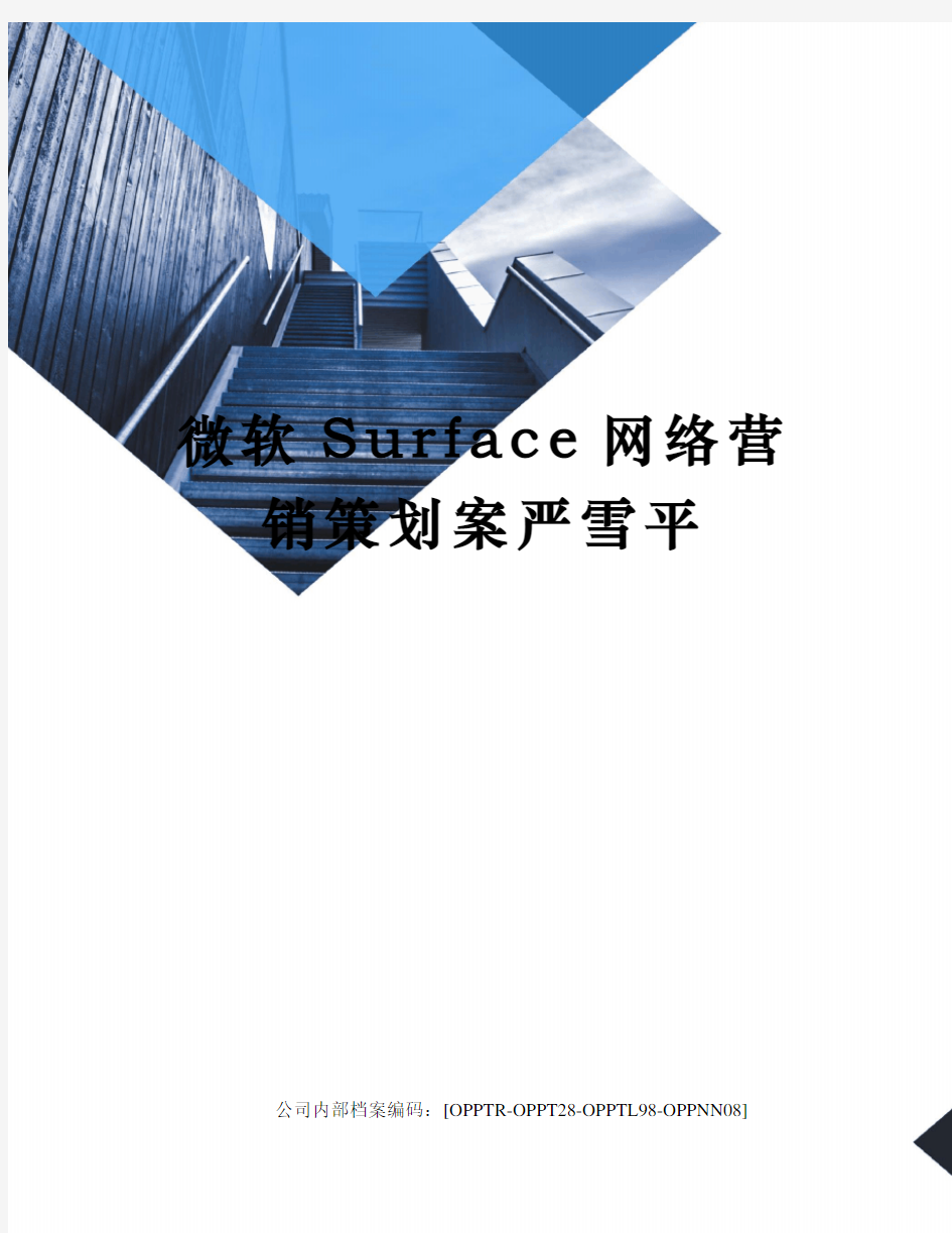 微软Surface网络营销策划案严雪平