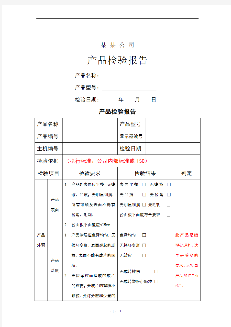 产品检验报告范文