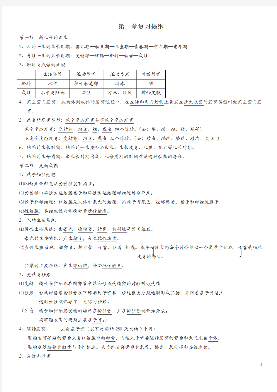 (完整版)初一下册科学知识点汇总