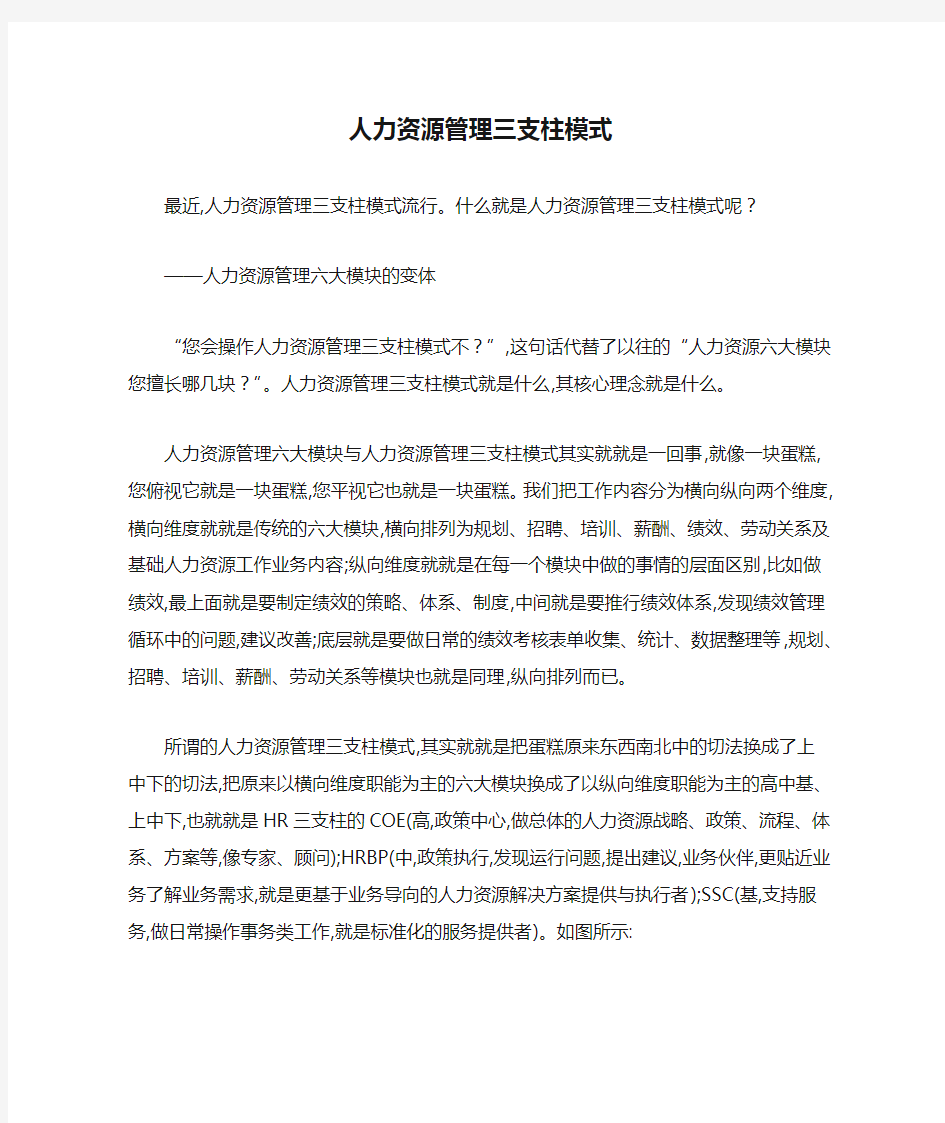 人力资源管理三支柱模式