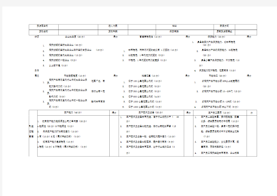 供应商综合评价表
