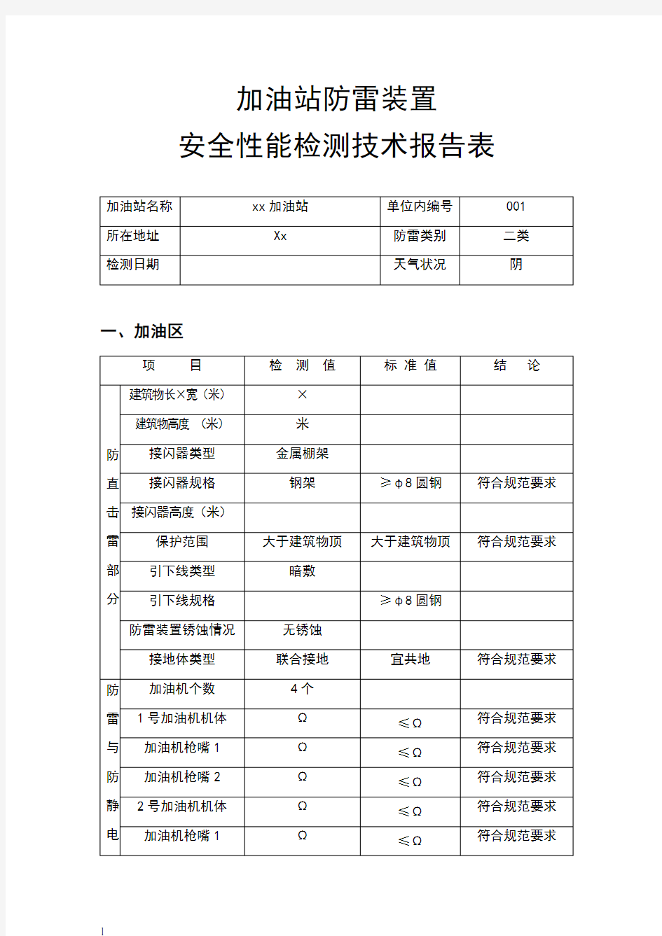 加油站防雷检测报告