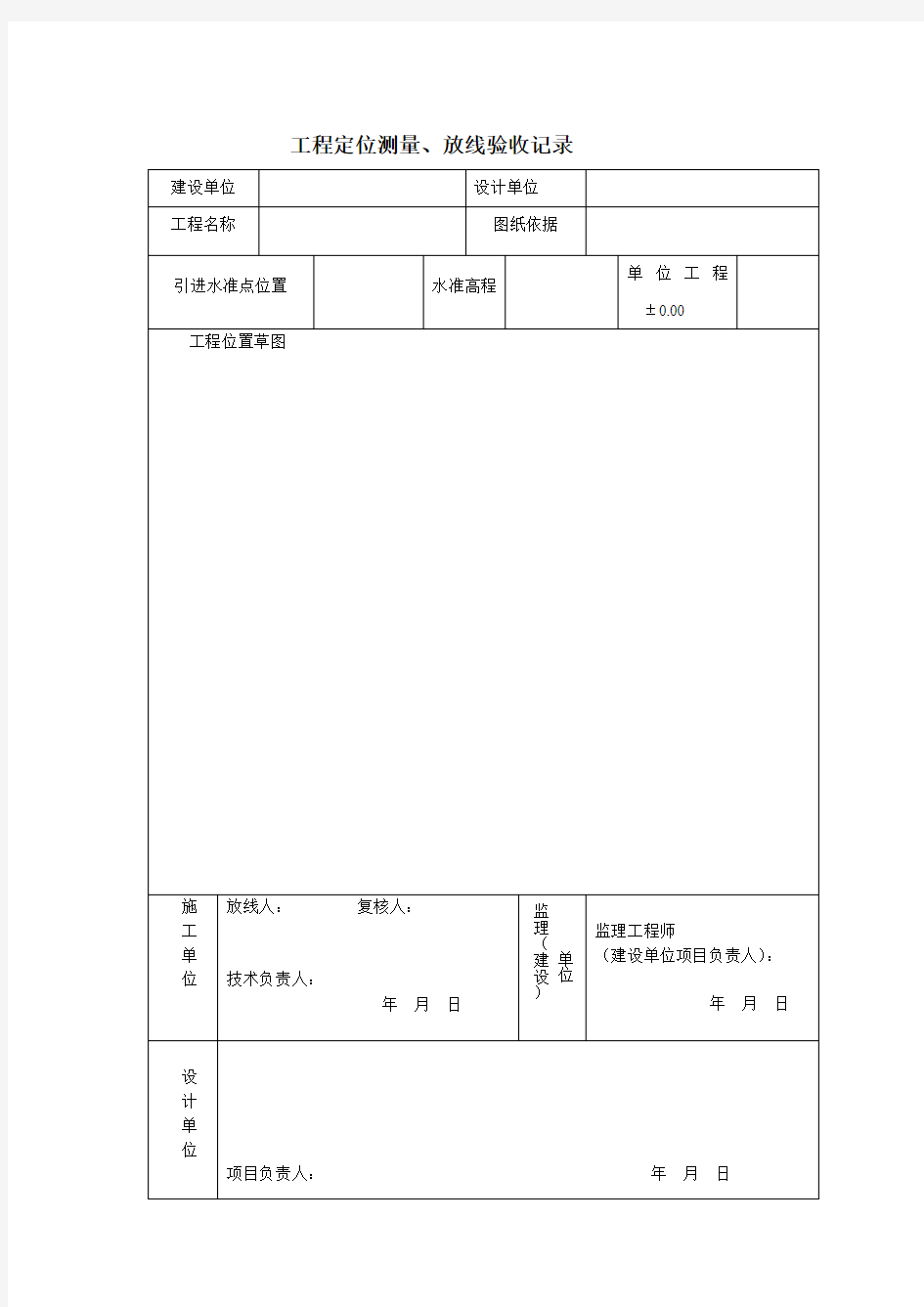 工程定位放线验收记录表