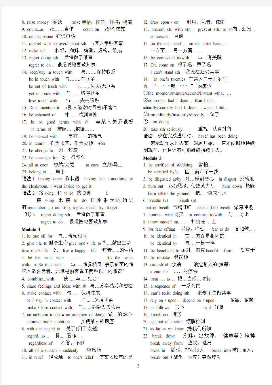 外研版高中英语选修6重点短语(精校版)