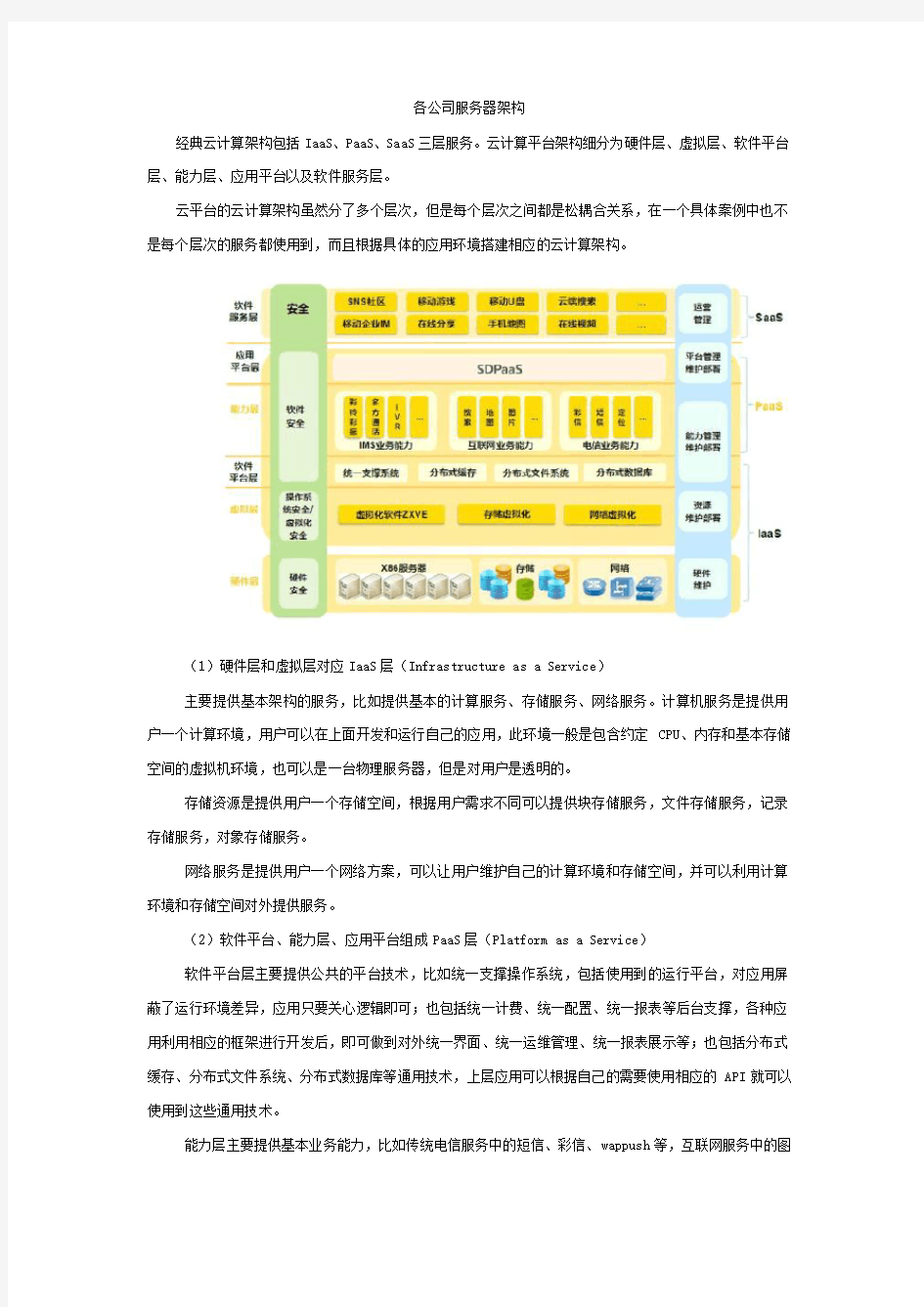 各公司服务器架构