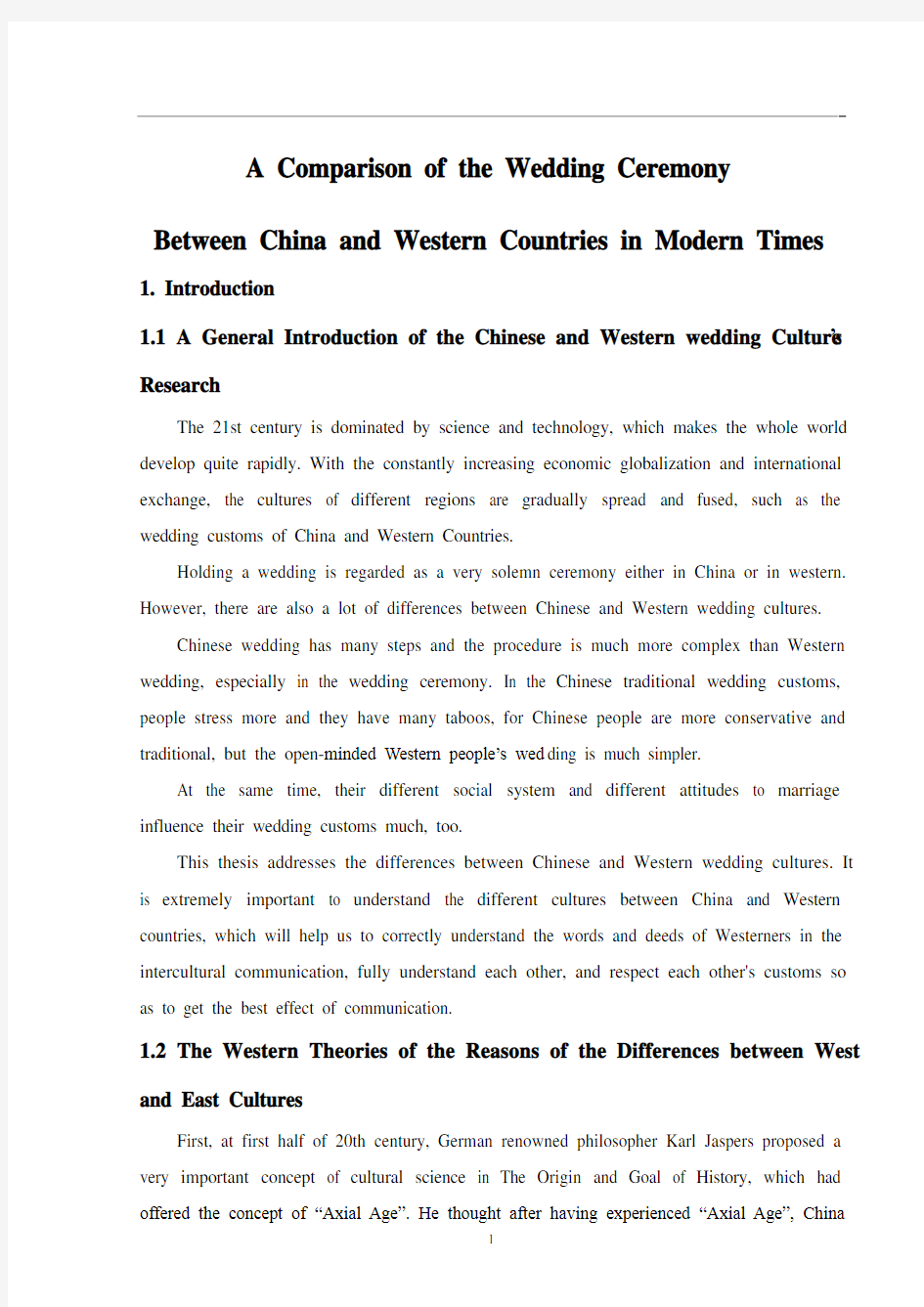 A Comparison of the Wedding Ceremony Between China and Western Countries in Modern Times