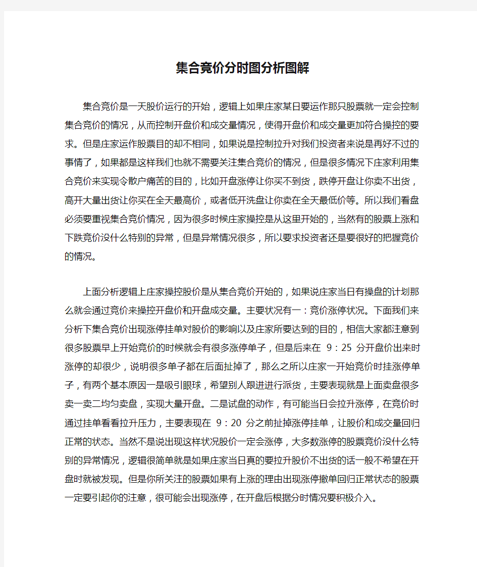 集合竞价分时图分析图解