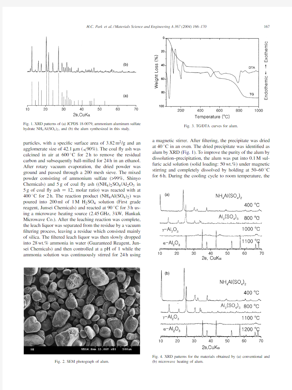 4Synthesis of alumina from high purity alum derived from coal fly ash