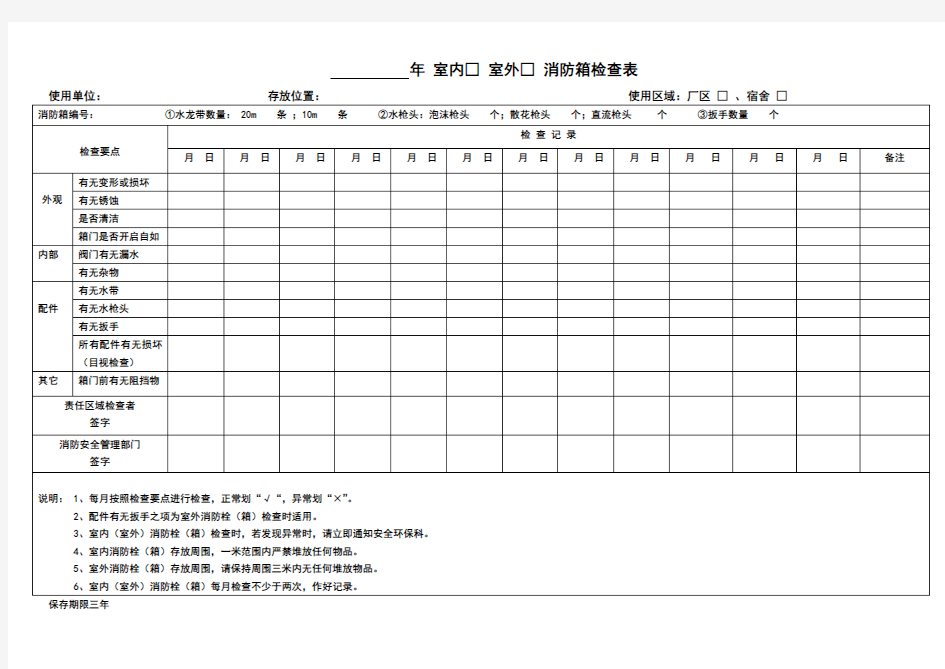 消防器材维护保养记录表