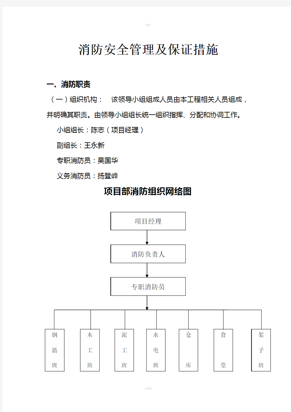 消防安全管理及保证措施1