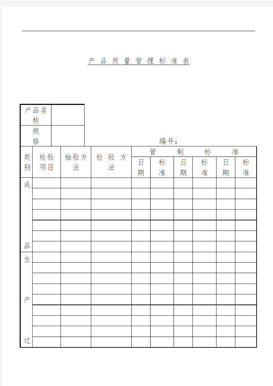 产品质量检验记录表格