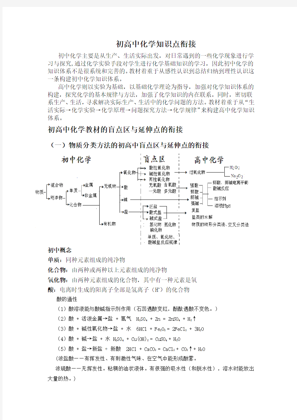 初高中化学衔接教案