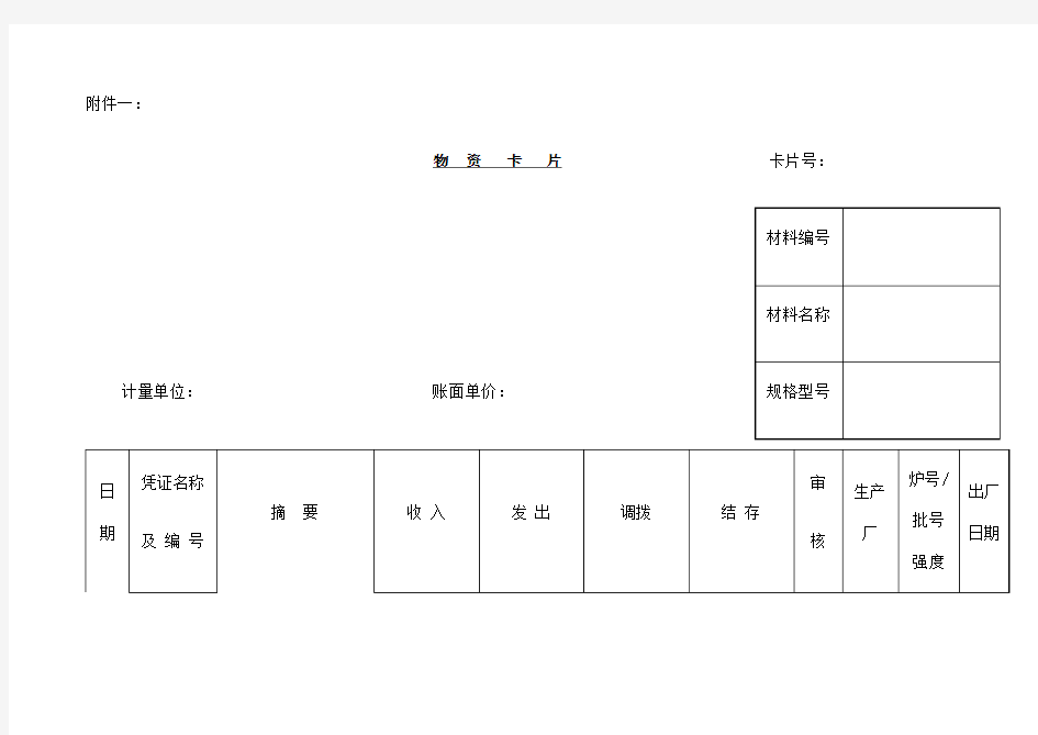 各类物资台帐样本