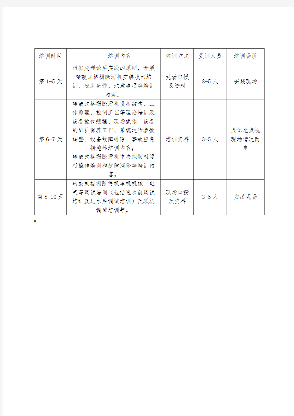 设备培训计划及方案