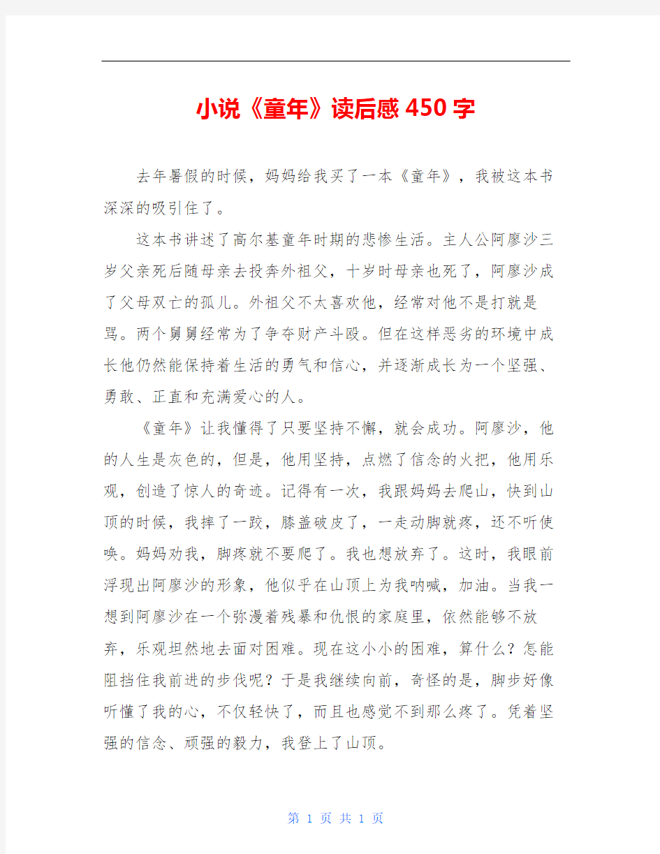 小说《童年》读后感450字