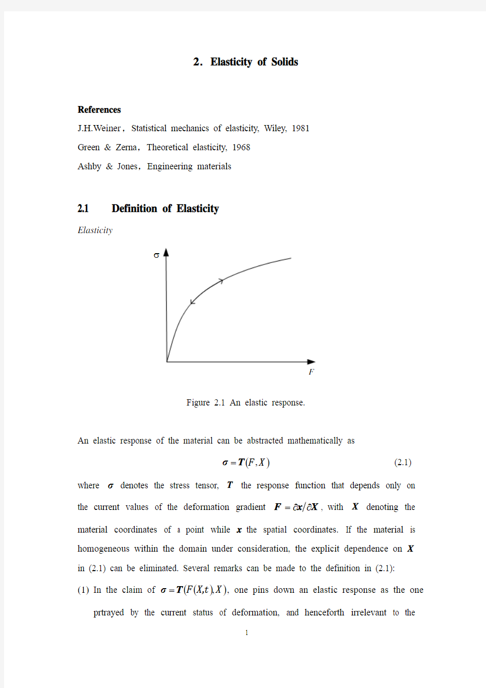 清华大学弹性力学讲义chap2_Elasticity of Solids