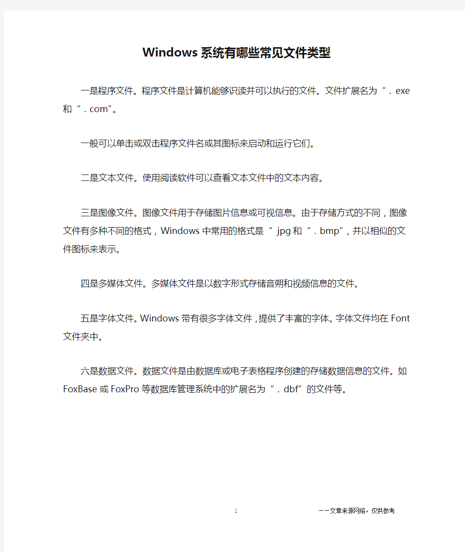 Windows系统有哪些常见文件类型