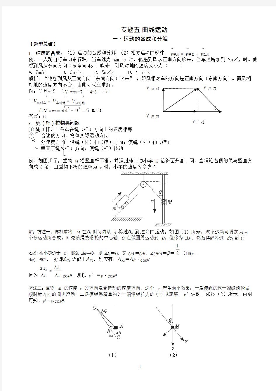 高中物理曲线运动经典题型总结(可编辑修改word版)