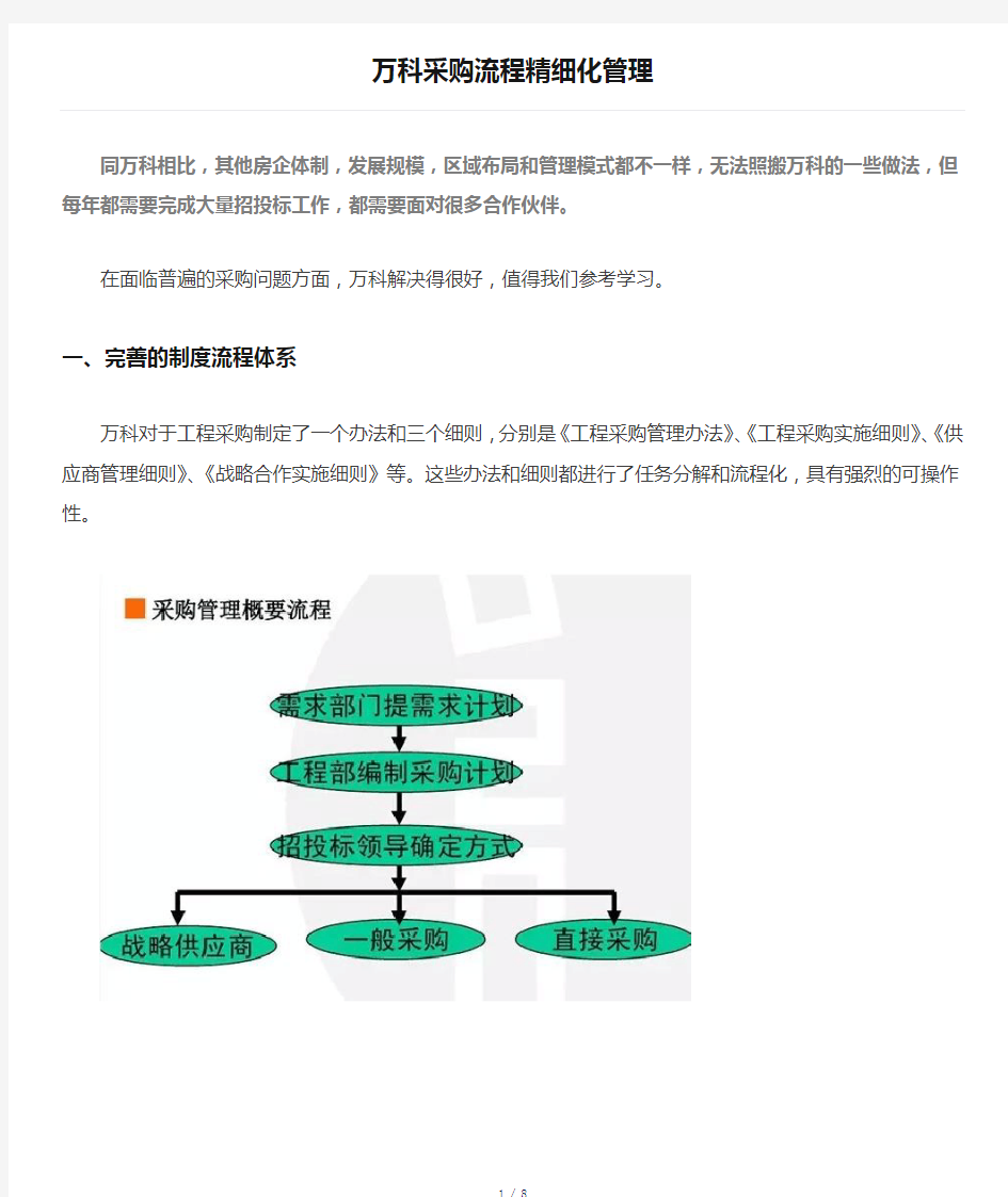 万科采购流程精细化管理(参考模板)