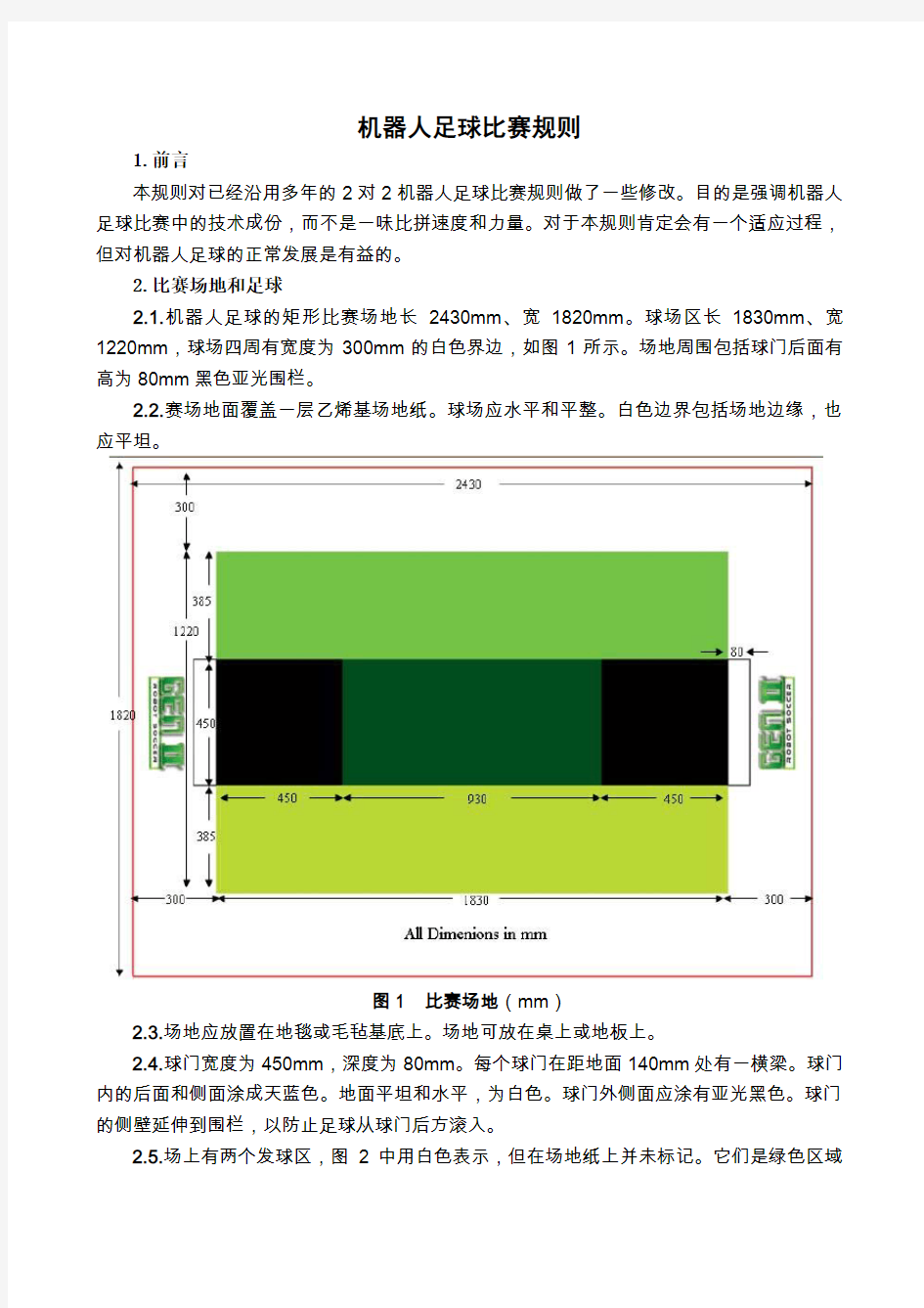 机器人足球比赛规则