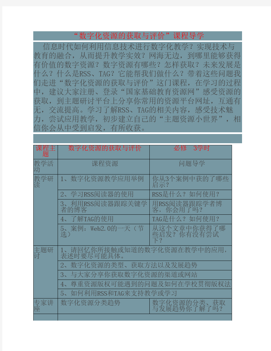 数字化资源的获取与评价