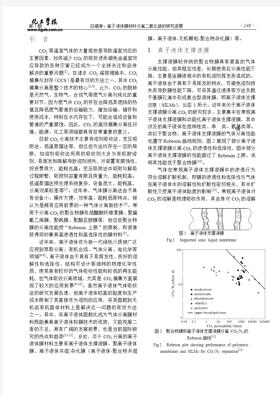 离子液体膜材料分离二氧化碳的研究进展