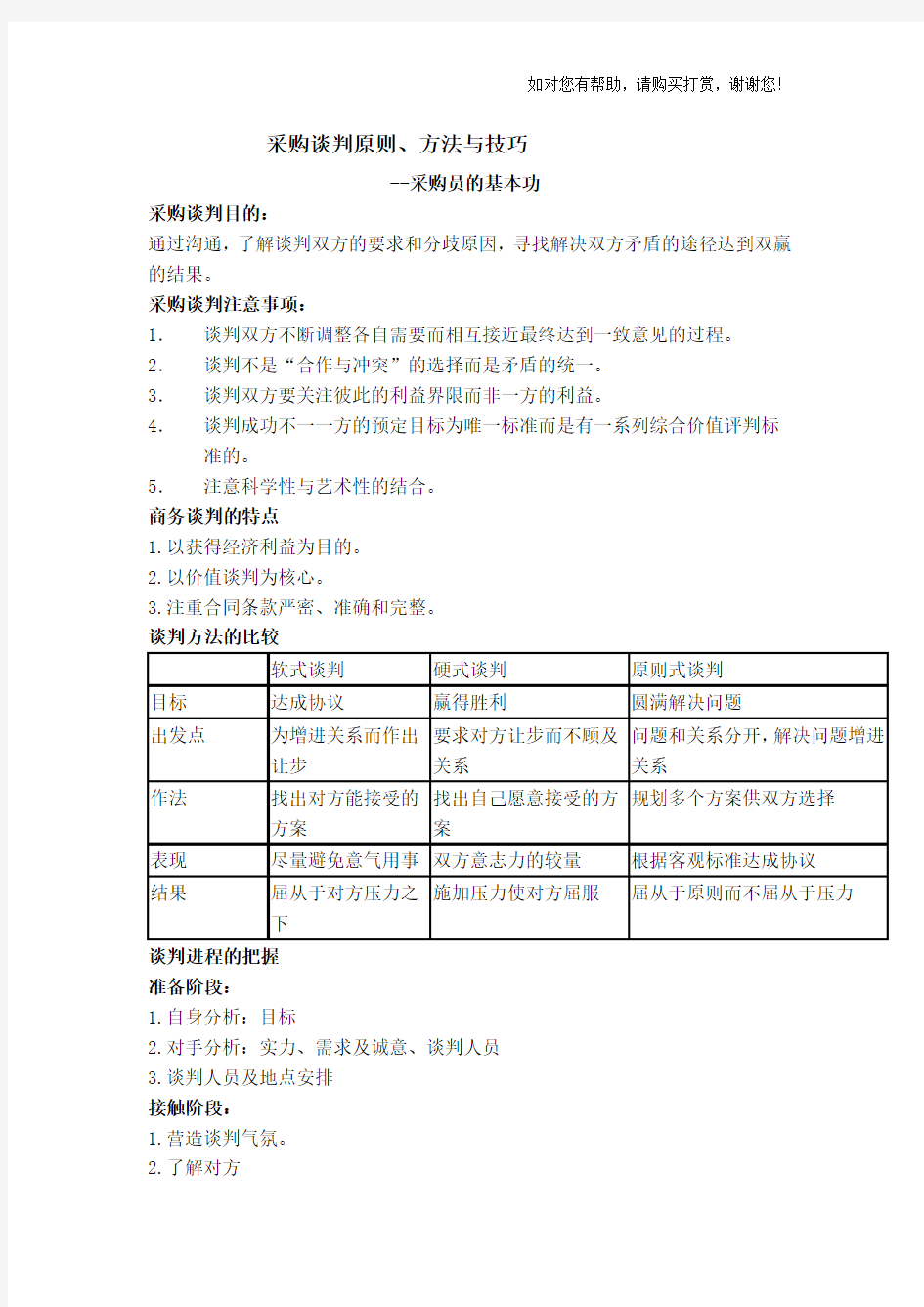 采购谈判原则方法与技巧a b c d