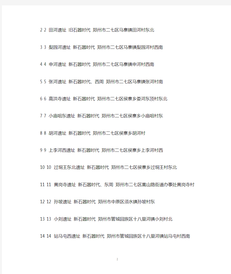 郑州市人民政府关于公布郑州市第二批文物保护单位名单的通知