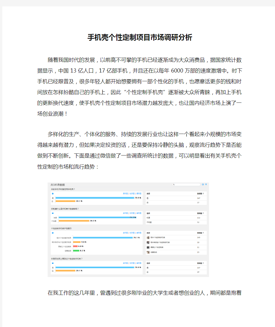 手机壳个性定制项目市场调研分析