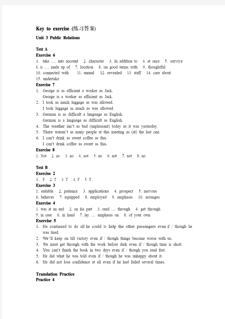 Key to exercise Unit 3