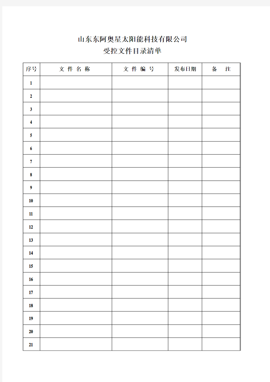 受控文件目录清单