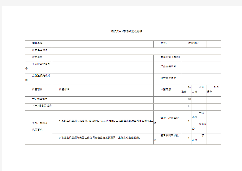 煤矿安全监控系统验收标准