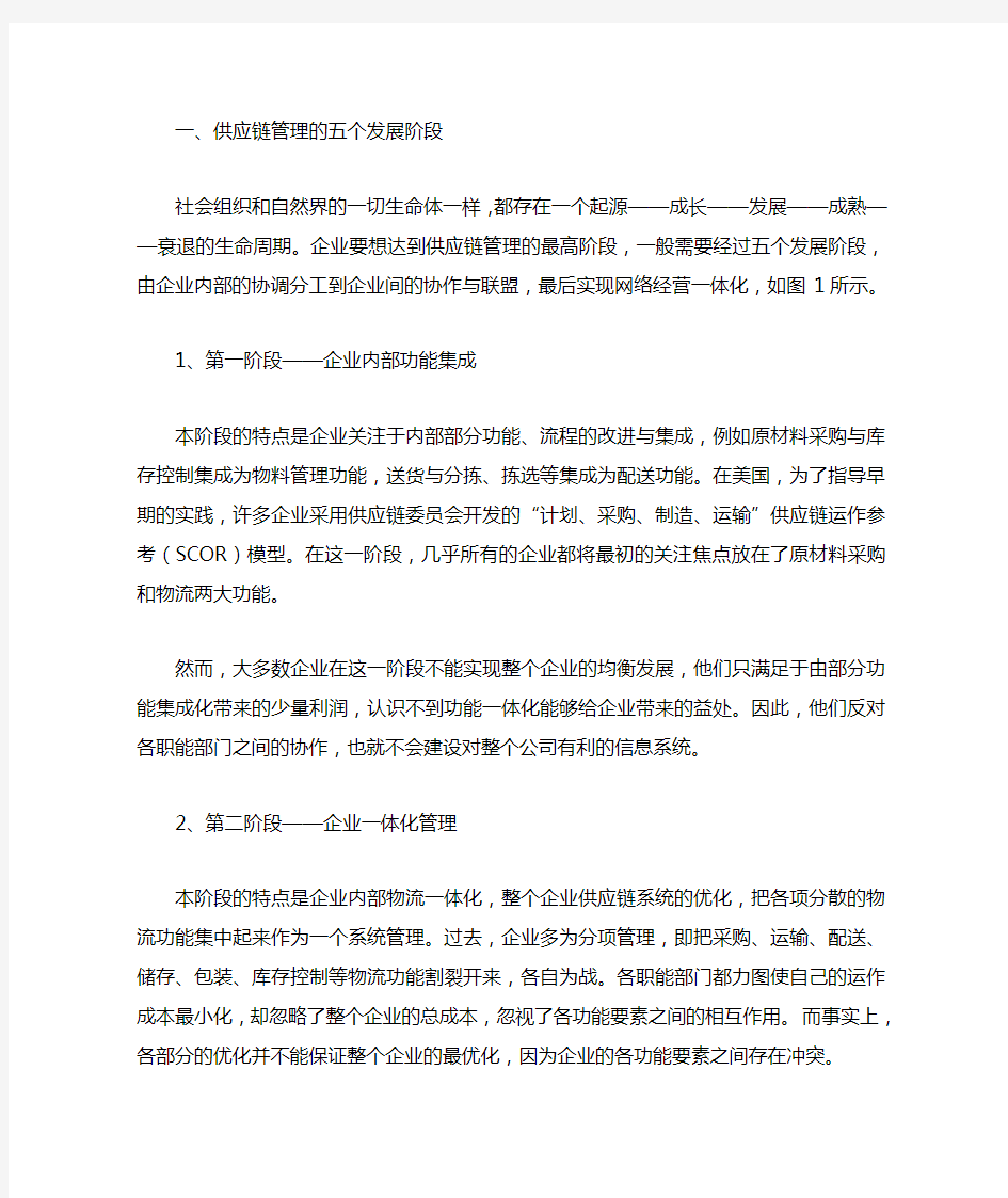 供应链管理的五个发展阶段