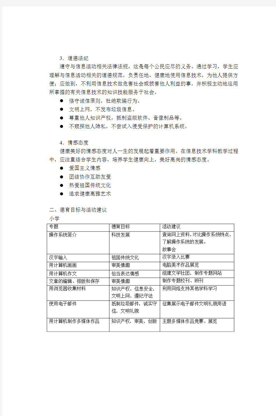 北京市中小学信息技术学科德育指导纲要