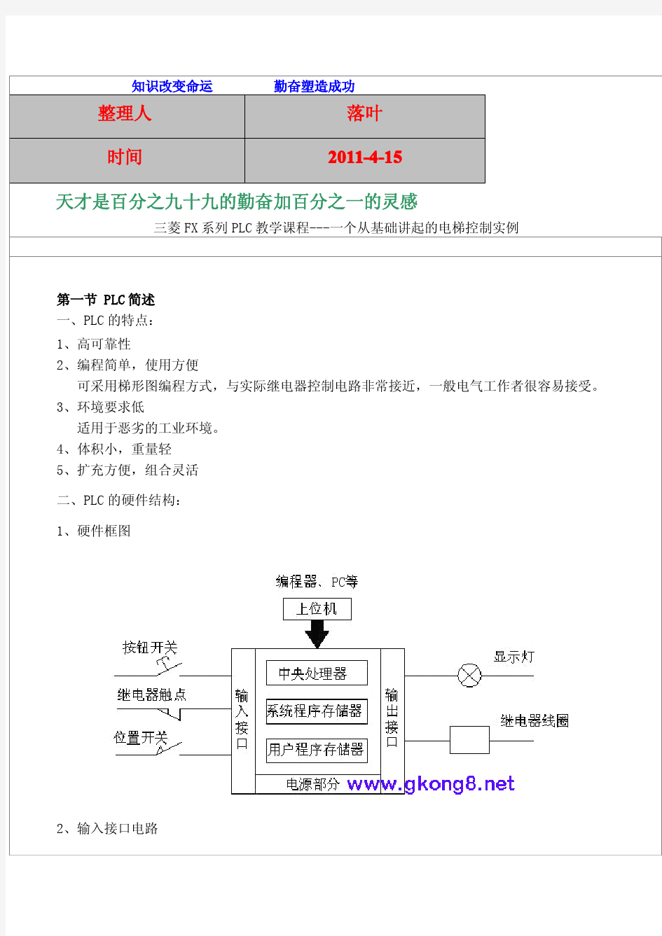 2011-学习资料大全：三菱PLC编程实例